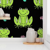 Happy Frogs - Lime Green/Black by Andrea Lauren