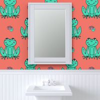 Happy Frogs - Coral/Light Jade by Andrea Lauren