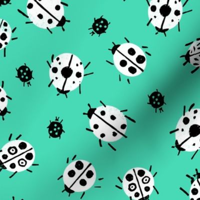 Ladybugs - Light Jade Background by Andrea Lauren