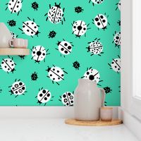 Ladybugs - Light Jade Background by Andrea Lauren