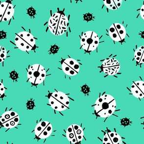 Ladybugs - Light Jade Background by Andrea Lauren