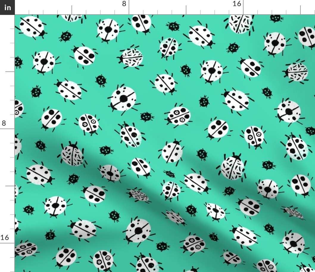 Ladybugs - Light Jade Background by Andrea Lauren