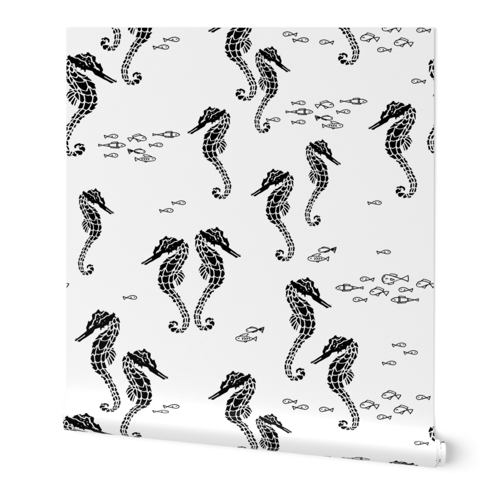 Seahorse - Black and White by Andrea Lauren 