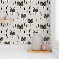 fox // geometric fox head grey and green boys outdoor woodland animal kids design