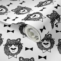 bowtie bear // black and white bear fabric andrea lauren design bears nursery baby fabric