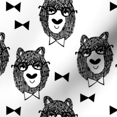 bowtie bear // black and white bear fabric andrea lauren design bears nursery baby fabric