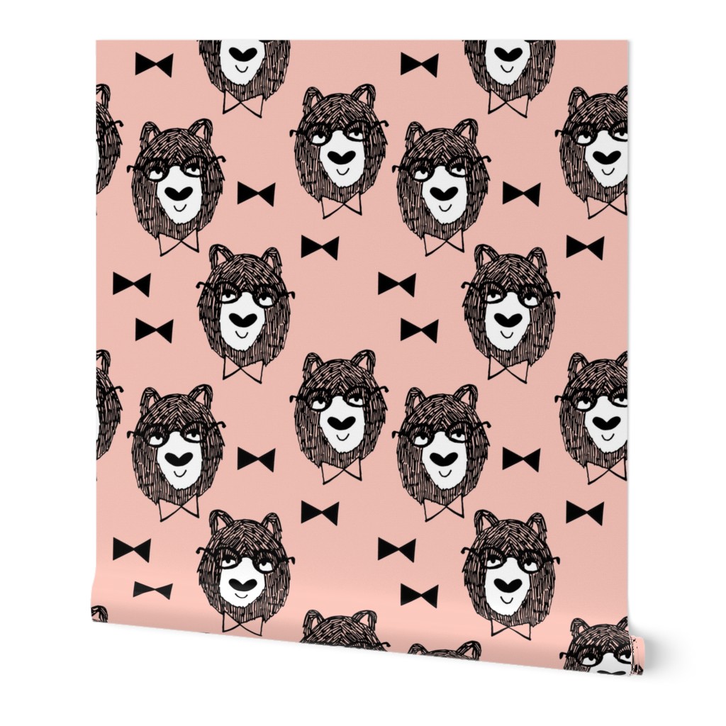 bowtie bear // pink bear fabric bowtie bears fabric bear nursery pink fabric andrea lauren