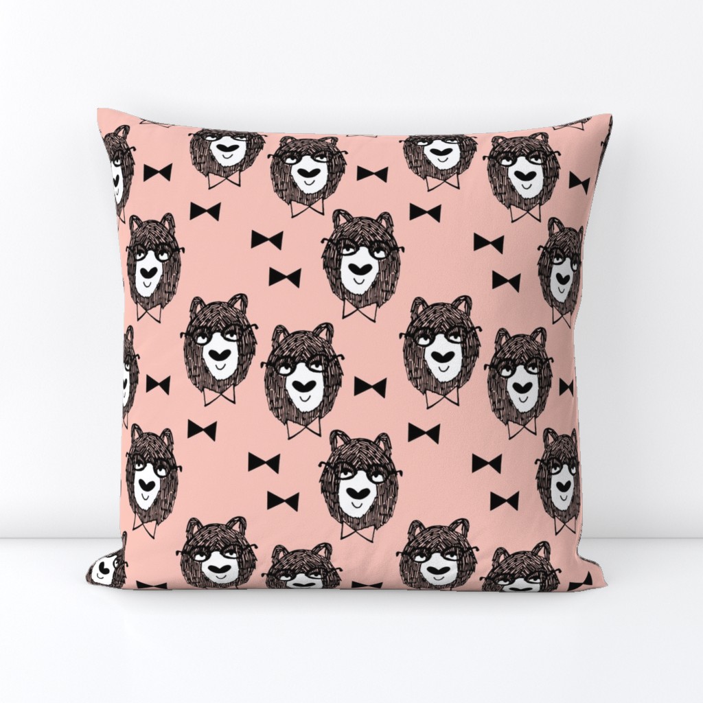 bowtie bear // pink bear fabric bowtie bears fabric bear nursery pink fabric andrea lauren