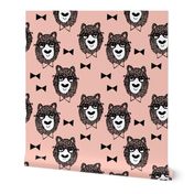 bowtie bear // pink bear fabric bowtie bears fabric bear nursery pink fabric andrea lauren