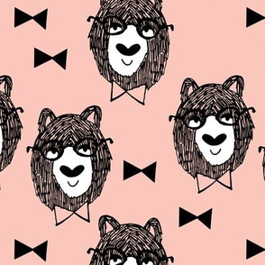 bowtie bear // pink bear fabric bowtie bears fabric bear nursery pink fabric andrea lauren