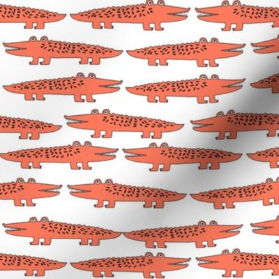 alligator // orange alligator fabric cute alligators design best alligators fabric crocodiles tropical zoo animals