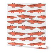 alligator // orange alligator fabric cute alligators design best alligators fabric crocodiles tropical zoo animals