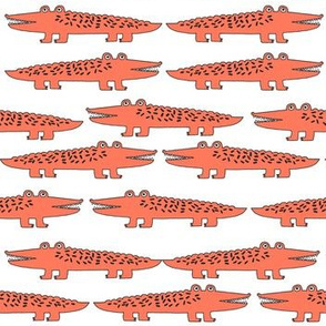 alligator // orange alligator fabric cute alligators design best alligators fabric crocodiles tropical zoo animals