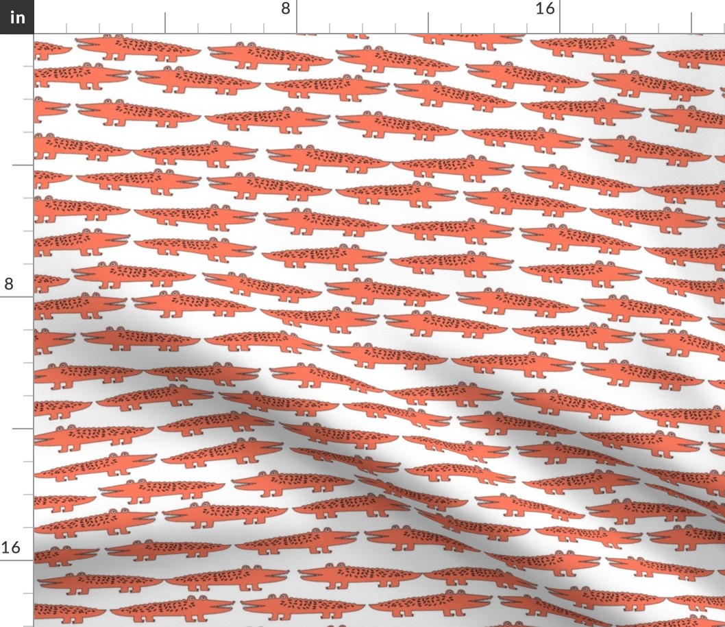 alligator // orange alligator fabric cute alligators design best alligators fabric crocodiles tropical zoo animals