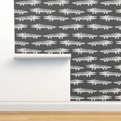 alligator // grey alligators fabric grey charcoal gator crocodile design cute reptiles fabric