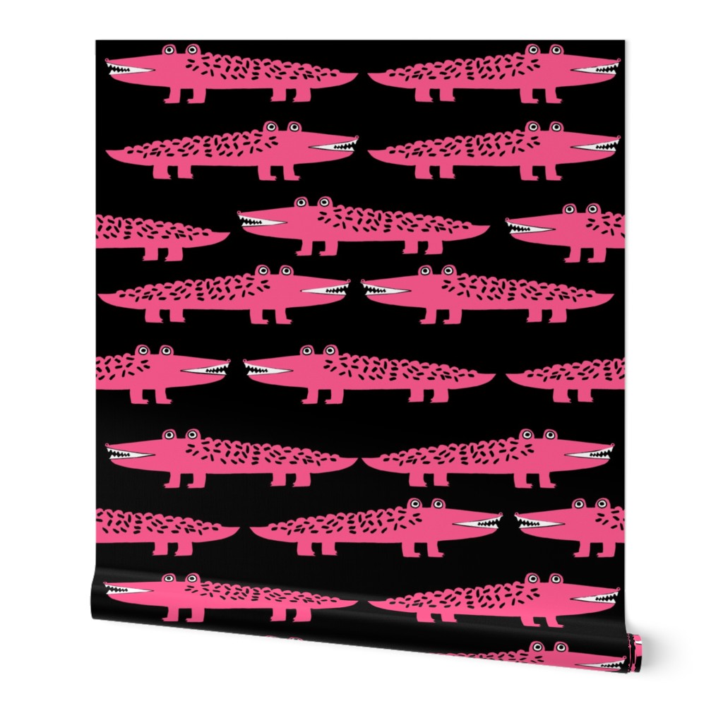 alligator // alligator pink crocodile fabric reptiles fabric nursery girls gator girl cute animals fabric