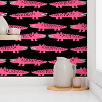 alligator // alligator pink crocodile fabric reptiles fabric nursery girls gator girl cute animals fabric