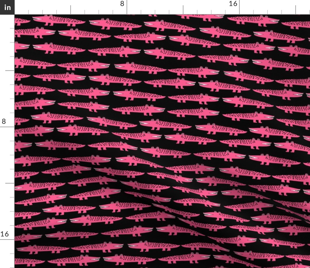 alligator // alligator pink crocodile fabric reptiles fabric nursery girls gator girl cute animals fabric