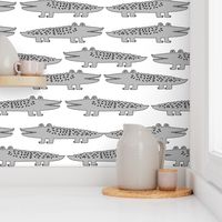 alligators // alligator grey gator fabric cute reptiles boys room fabric grey nursery baby cute gator