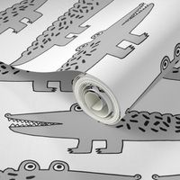 alligators // alligator grey gator fabric cute reptiles boys room fabric grey nursery baby cute gator