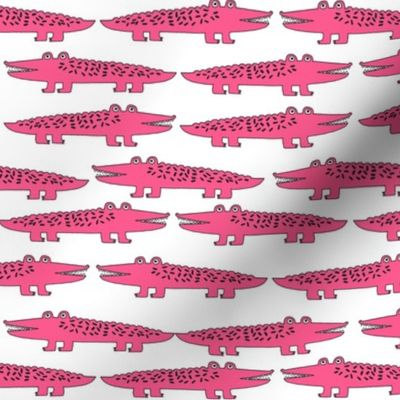 alligator // pink alligators fabric cute alligator design cute reptiles fabric pink gator girl