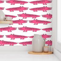 alligator // pink alligators fabric cute alligator design cute reptiles fabric pink gator girl