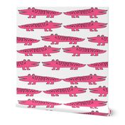 alligator // pink alligators fabric cute alligator design cute reptiles fabric pink gator girl