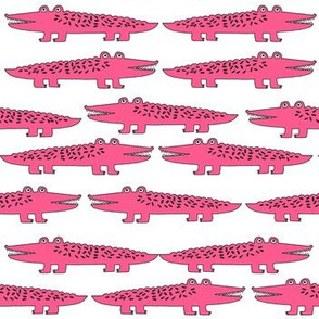 alligator // pink alligators fabric cute alligator design cute reptiles fabric pink gator girl