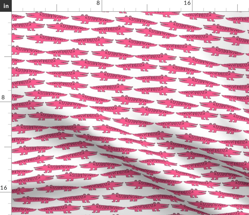 alligator // pink alligators fabric cute alligator design cute reptiles fabric pink gator girl