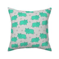 Happy Hippo - Light Grey/Light Jade by Andrea Lauren