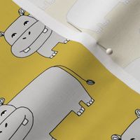 Happy Hippo - Light Grey/Mustard by Andrea Lauren