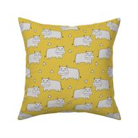 Happy Hippo - Light Grey/Mustard by Andrea Lauren