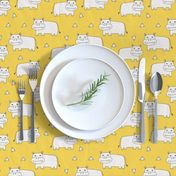 Happy Hippo - Light Grey/Mustard by Andrea Lauren