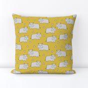 Happy Hippo - Light Grey/Mustard by Andrea Lauren