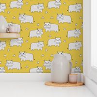 Happy Hippo - Light Grey/Mustard by Andrea Lauren