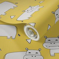 Happy Hippo - Light Grey/Mustard by Andrea Lauren