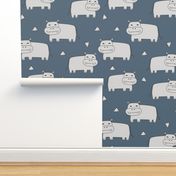 Happy Hippo - Payne's Grey by Andrea Lauren