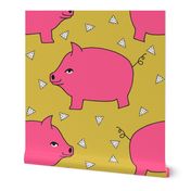 Piggy Bank - Bright Pink/Mustard by Andrea Lauren