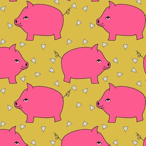 Piggy Bank - Bright Pink/Mustard by Andrea Lauren