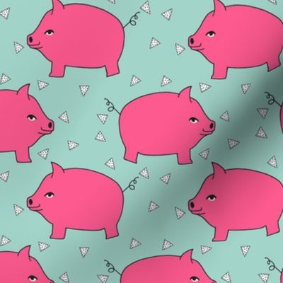 Piggy Bank - Bright Pink/Pale Turquoise by Andrea  Lauren