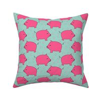 Piggy Bank - Bright Pink/Pale Turquoise by Andrea  Lauren