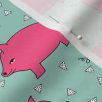 Piggy Bank - Bright Pink/Pale Turquoise by Andrea  Lauren