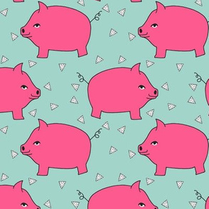 Piggy Bank - Bright Pink/Pale Turquoise by Andrea  Lauren