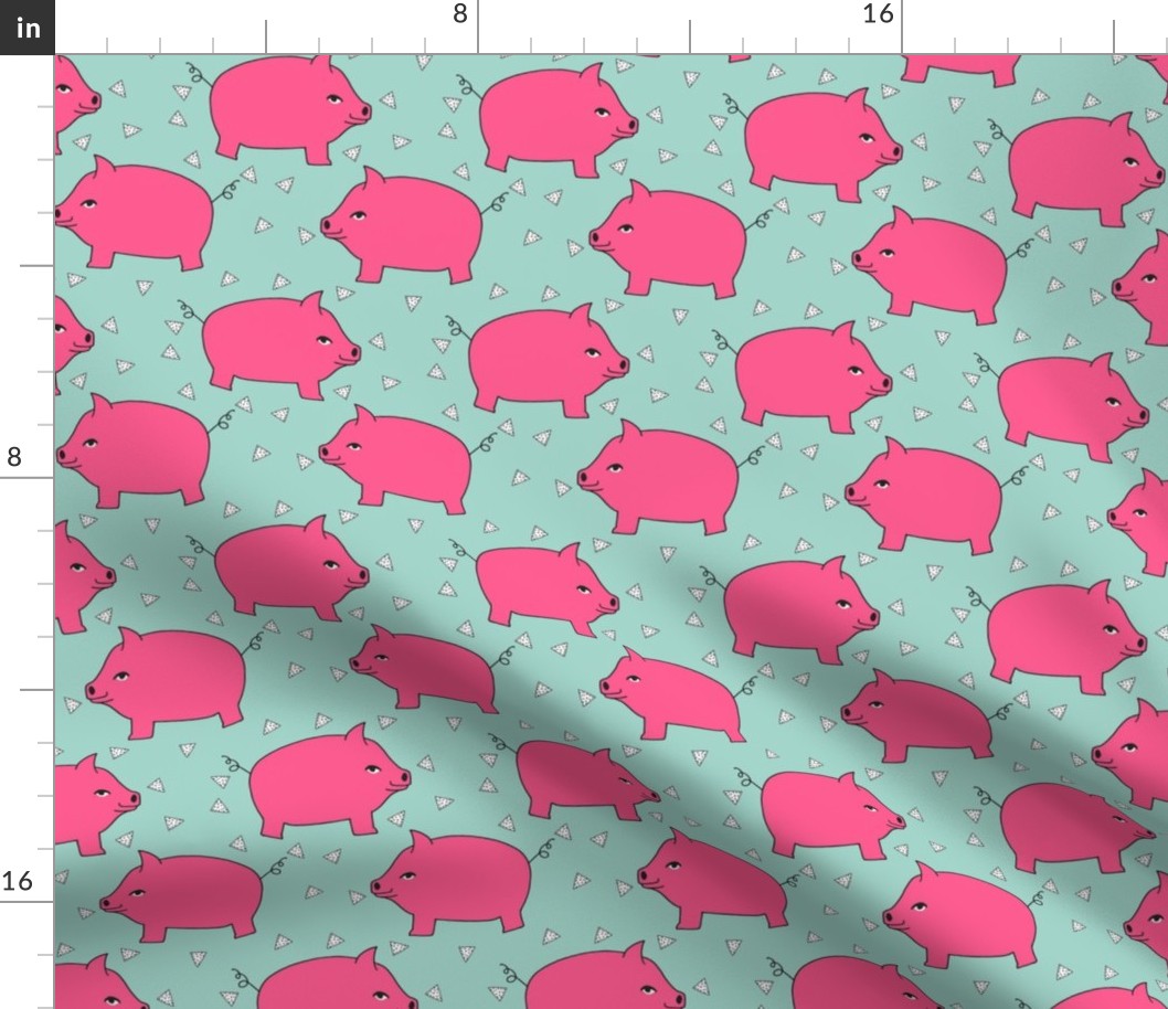 Piggy Bank - Bright Pink/Pale Turquoise by Andrea  Lauren