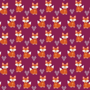 Watercolor Foxes Purplish