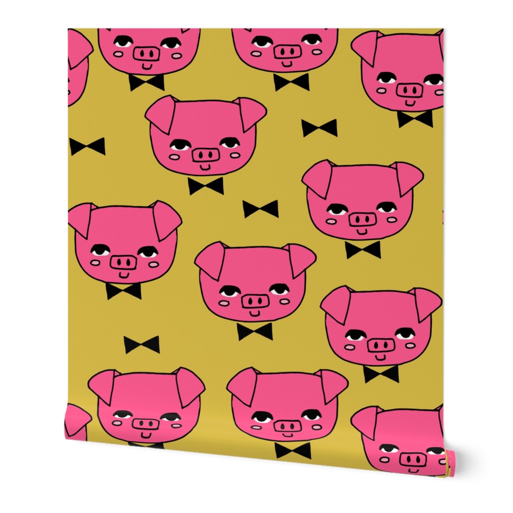 Mr. Pig - Bright pink/Mustard by Andrea Lauren