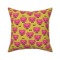 Mr. Pig - Bright pink/Mustard by Andrea Lauren