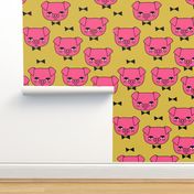 Mr. Pig - Bright pink/Mustard by Andrea Lauren