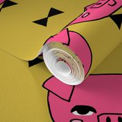 Mr. Pig - Bright pink/Mustard by Andrea Lauren