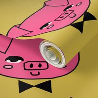 Mr. Pig - Bright pink/Mustard by Andrea Lauren